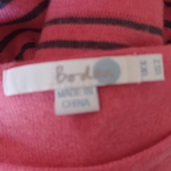 Boden Women's Long Sleeved Top Boat Neck Pink Striped Stretchy Pockets Size 2 - Picture 10 of 10